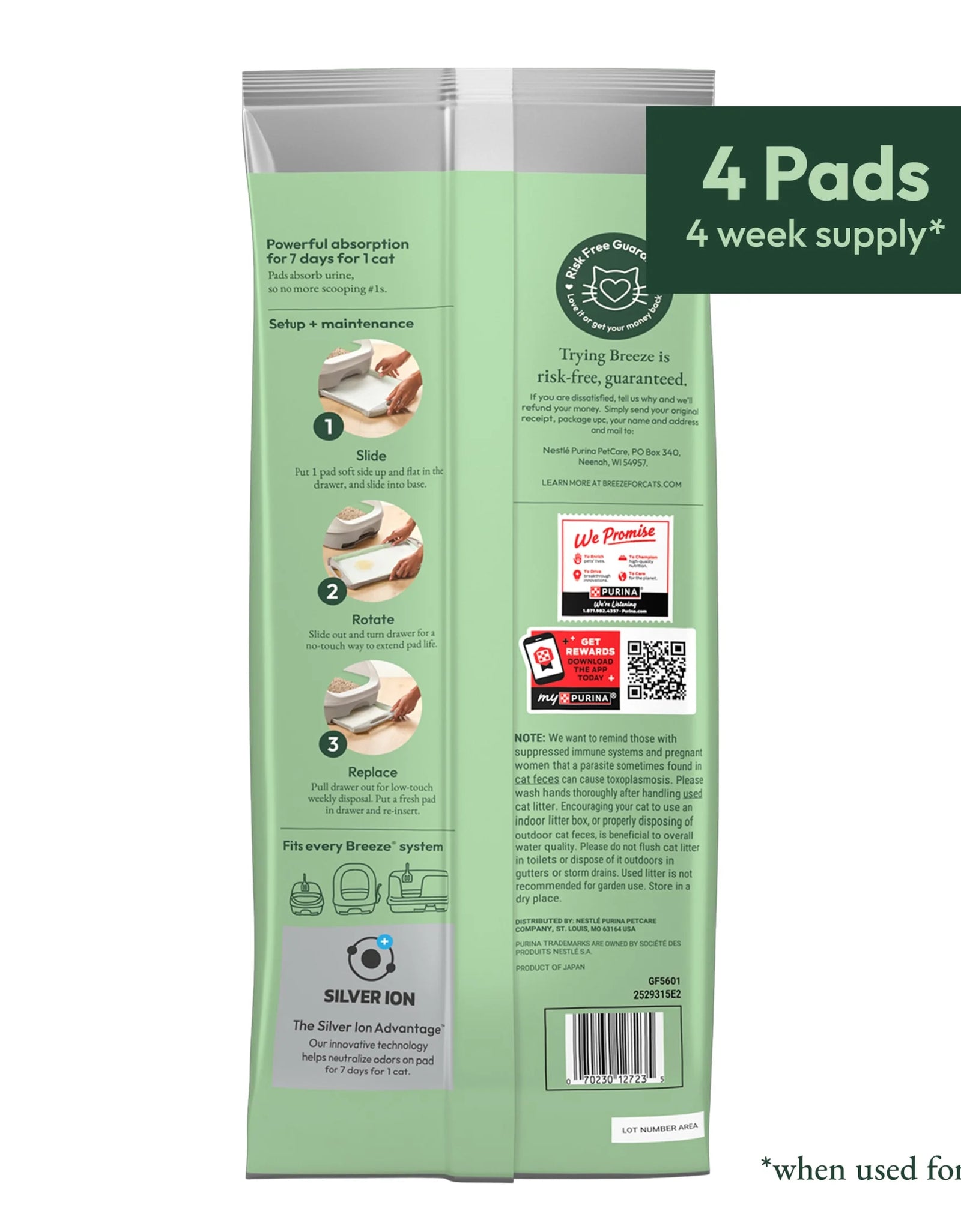 Purina  Breeze Bright Lemongrass Scented Ion Cat Litter Pads Refill Pack
