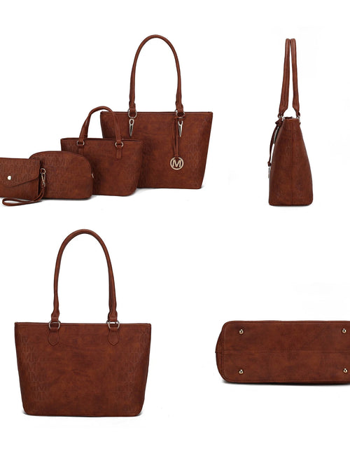 Load image into Gallery viewer, by Mia K. Marimar Women'S Tote Bag with Pouch and Wristlet, Signature 4 Piece Set - Burgundy Red
