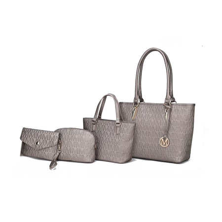 by Mia K. Marimar Women'S Tote Bag with Pouch and Wristlet, Signature 4 Piece Set - Burgundy Red