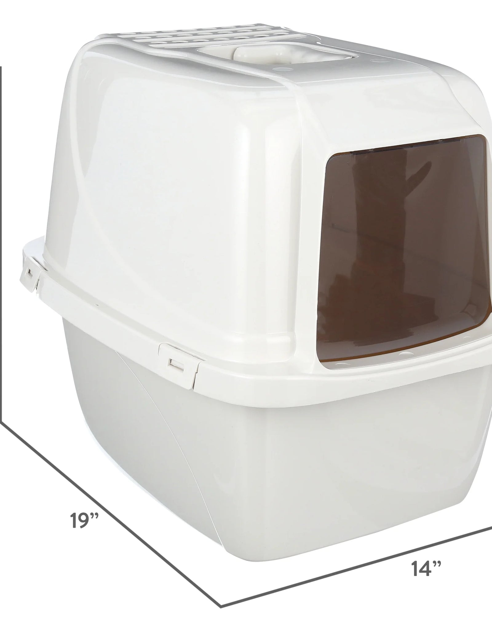 Pets Odor Control Large Enclosed Cat Litter Box, Hooded, Pearl, CP6
